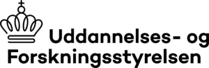 Uddannelses- og Forskningsstyrelsens logo med sort skrift