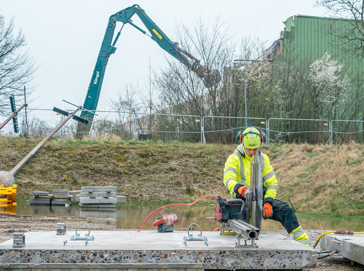 betonelementer skæres
